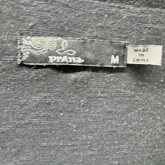 prAna Blouse Womens Medium Black V-Neck Tunic Top 3/4 Sleeve Embroidered Boho - Picture 2 of 5